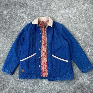 Vintage Ralph Lauren Quileted Denim Coat / Equestrian Collection